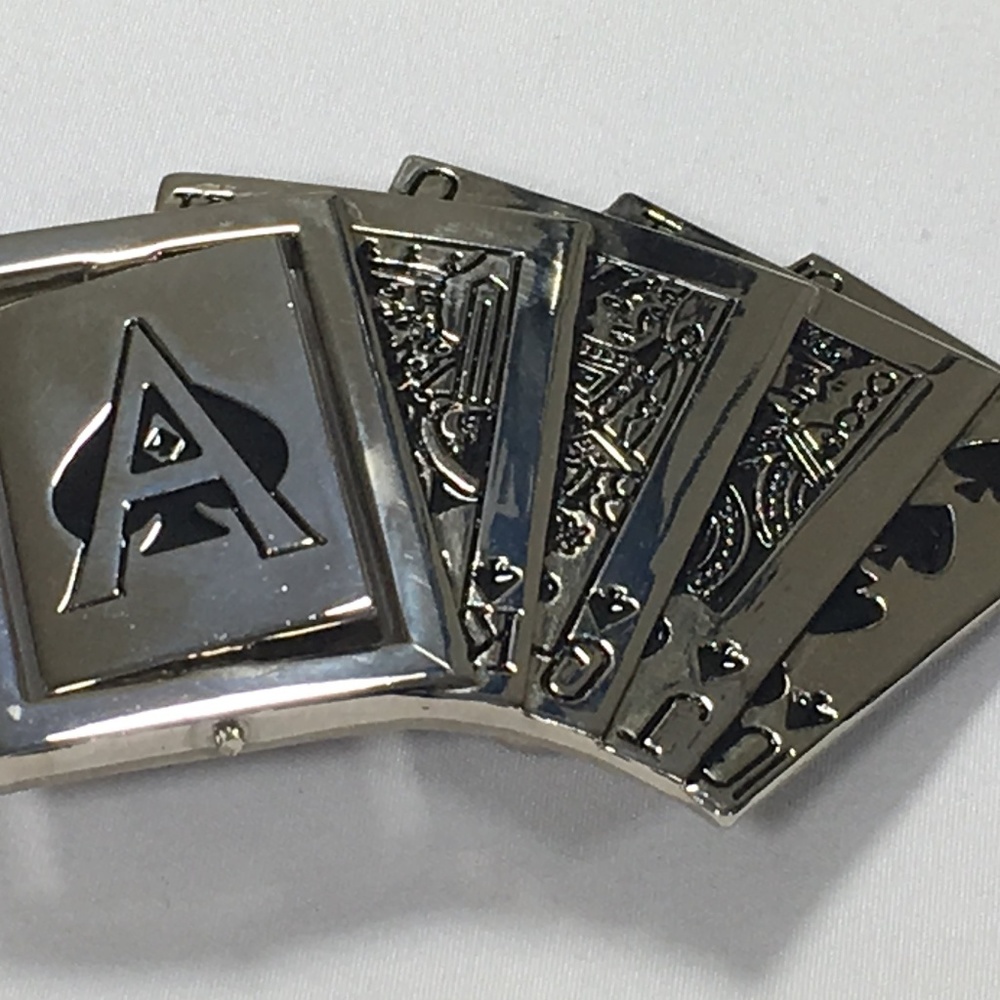 Brand New Royal Flush Belt Buckle 1st card flips